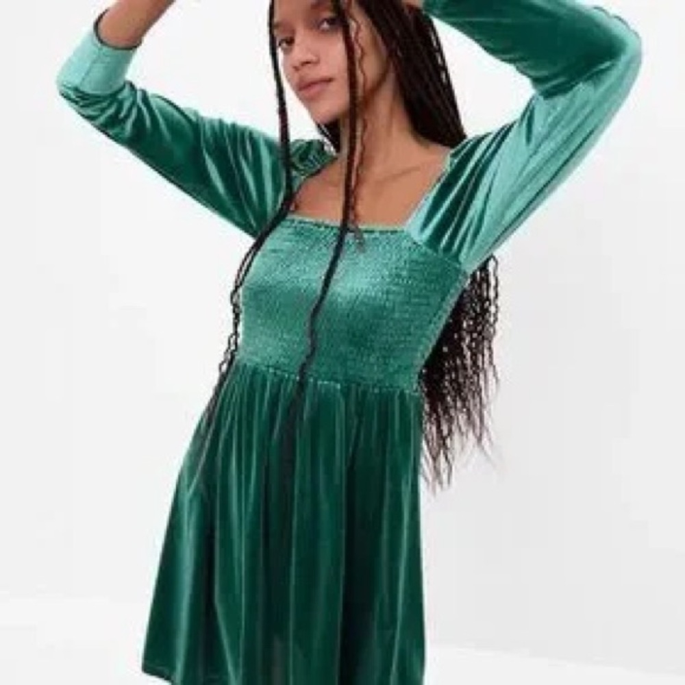 GAP Teal Long Sleeve Velvet Dress